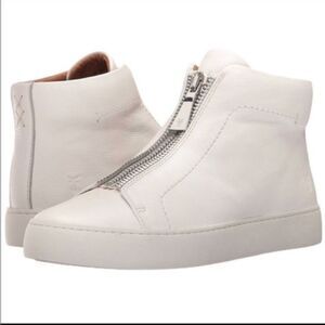 Frye‎ Leather Lena Zip High Sneakers White Size 7.5